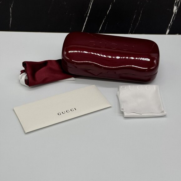 NEW GUCCI SUNGLASSES RED BURGUNDY WOMEN EYEWEAR GUCCI GG1975S 005 - Picture 11 of 11